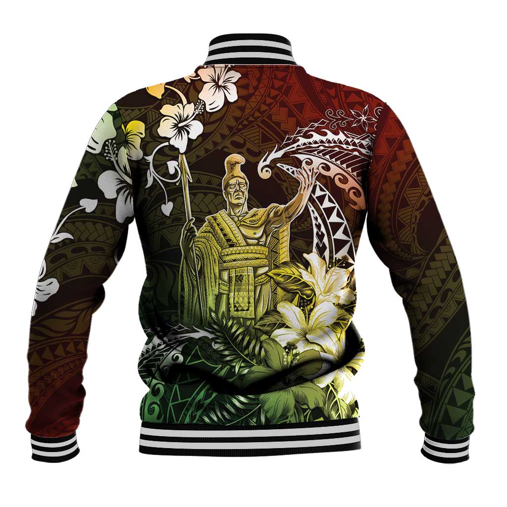 Hawaii King Kamehameha Day Baseball Jacket Polynesian Pattern Mix Hibiscus Reggae LT05 - Polynesian Pride