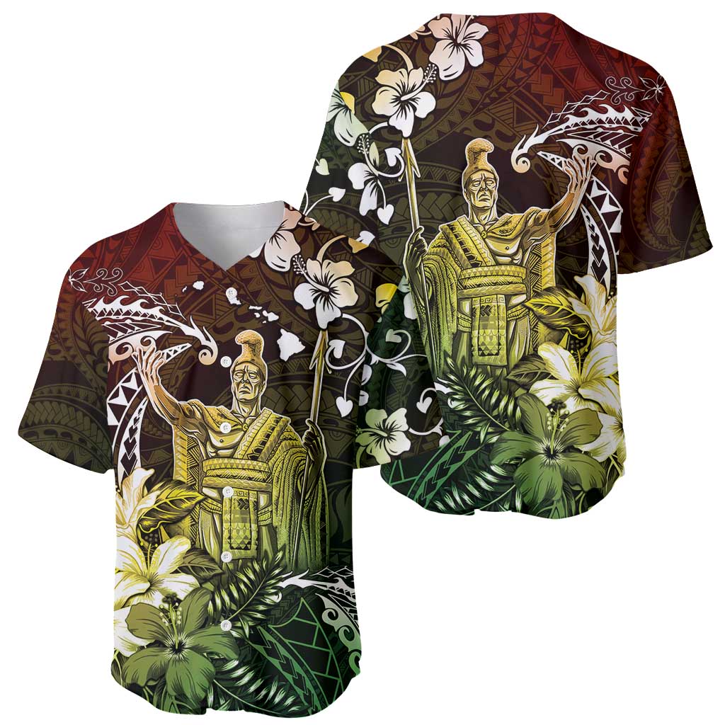 Hawaii King Kamehameha Day Baseball Jersey Polynesian Pattern Mix Hibiscus Reggae LT05 - Polynesian Pride
