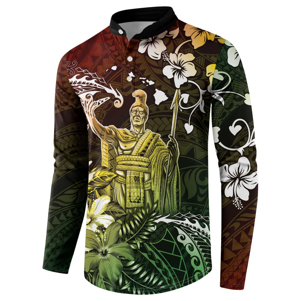 Hawaii King Kamehameha Day Button Sweatshirt Polynesian Pattern Mix Hibiscus Reggae LT05 - Polynesian Pride