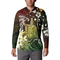 Hawaii King Kamehameha Day Button Sweatshirt Polynesian Pattern Mix Hibiscus Reggae LT05 - Polynesian Pride