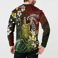 Hawaii King Kamehameha Day Button Sweatshirt Polynesian Pattern Mix Hibiscus Reggae LT05 - Polynesian Pride