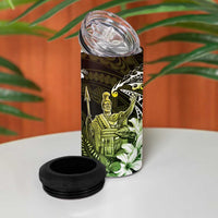 Hawaii King Kamehameha Day 4 in 1 Can Cooler Tumbler Polynesian Pattern Mix Hibiscus Reggae