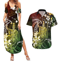 Hawaii King Kamehameha Day Couples Matching Summer Maxi Dress and Hawaiian Shirt Polynesian Pattern Mix Hibiscus Reggae LT05 Reggae - Polynesian Pride