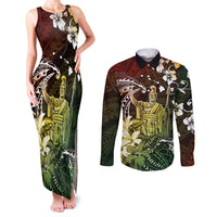 Hawaii King Kamehameha Day Couples Matching Tank Maxi Dress and Long Sleeve Button Shirt Polynesian Pattern Mix Hibiscus Reggae LT05 Reggae - Polynesian Pride