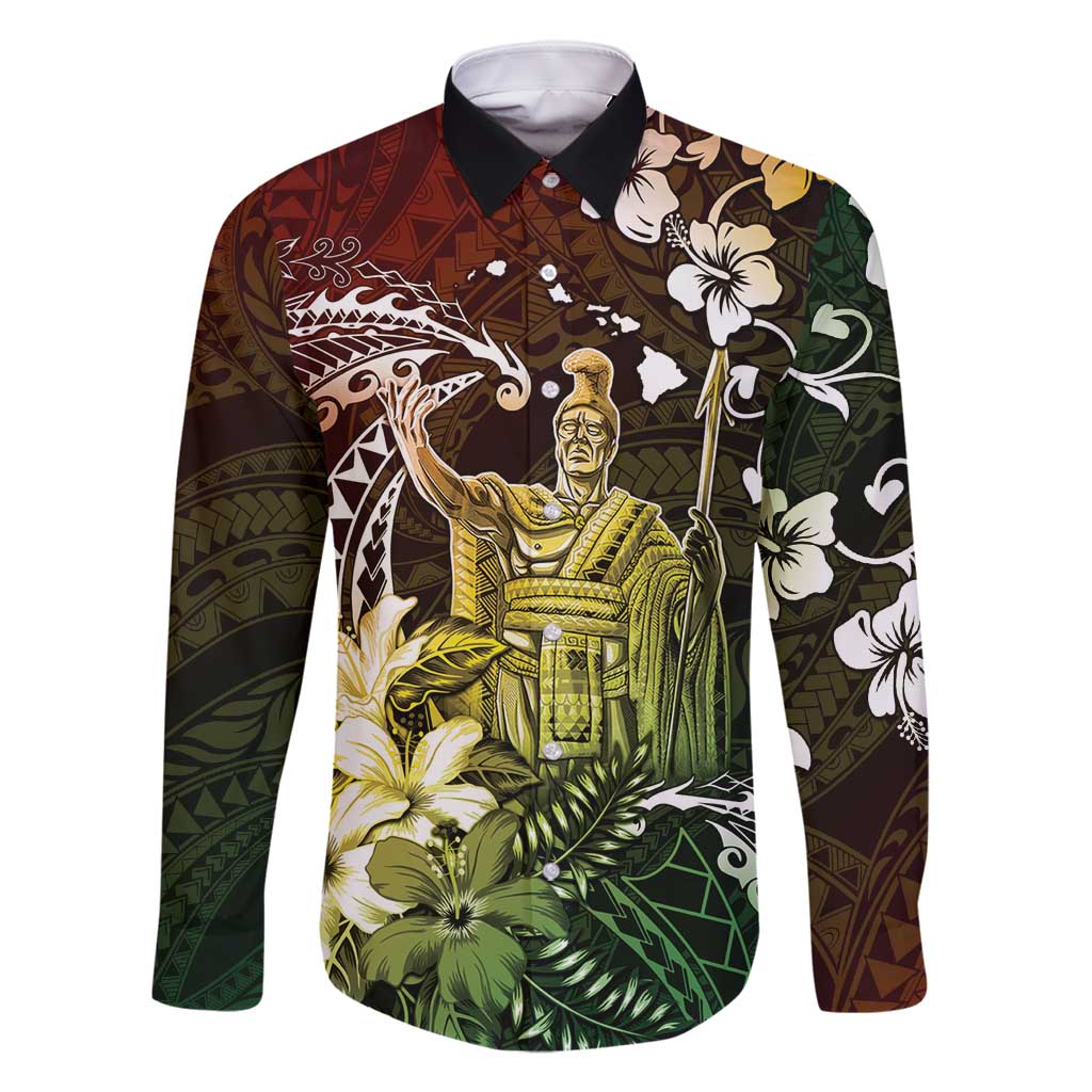 Hawaii King Kamehameha Day Family Matching Mermaid Dress and Hawaiian Shirt Polynesian Pattern Mix Hibiscus Reggae