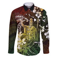 Hawaii King Kamehameha Day Family Matching Mermaid Dress and Hawaiian Shirt Polynesian Pattern Mix Hibiscus Reggae