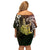 Hawaii King Kamehameha Day Family Matching Off Shoulder Short Dress and Hawaiian Shirt Polynesian Pattern Mix Hibiscus Reggae