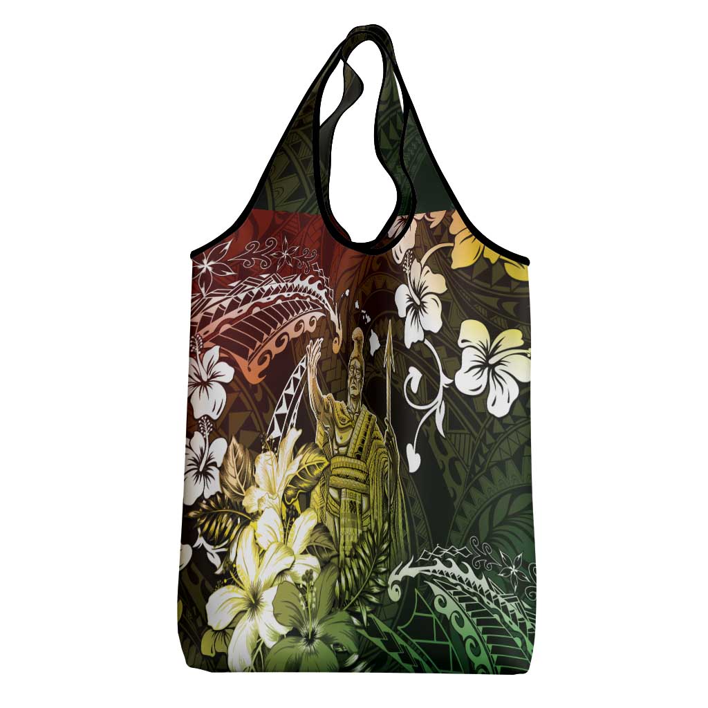 Hawaii King Kamehameha Day Grocery Bag Polynesian Pattern Mix Hibiscus Reggae LT05 - Polynesian Pride