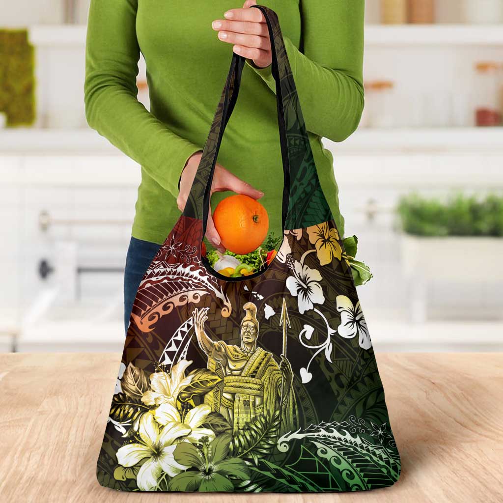 Hawaii King Kamehameha Day Grocery Bag Polynesian Pattern Mix Hibiscus Reggae LT05 - Polynesian Pride