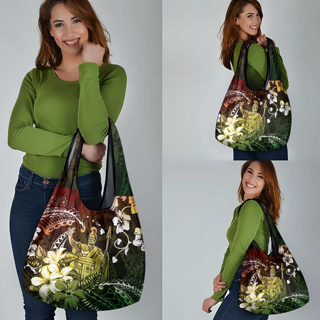 Hawaii King Kamehameha Day Grocery Bag Polynesian Pattern Mix Hibiscus Reggae LT05 - Polynesian Pride