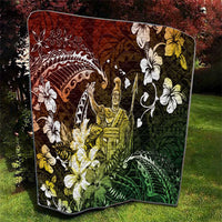 Hawaii King Kamehameha Day Quilt Polynesian Pattern Mix Hibiscus Reggae