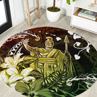 Hawaii King Kamehameha Day Round Carpet Polynesian Pattern Mix Hibiscus Reggae LT05 Reggae - Polynesian Pride