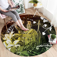 Hawaii King Kamehameha Day Round Carpet Polynesian Pattern Mix Hibiscus Reggae LT05 - Polynesian Pride