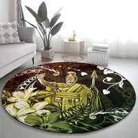 Hawaii King Kamehameha Day Round Carpet Polynesian Pattern Mix Hibiscus Reggae LT05 - Polynesian Pride