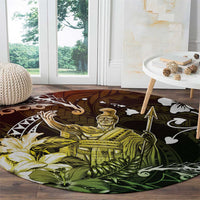 Hawaii King Kamehameha Day Round Carpet Polynesian Pattern Mix Hibiscus Reggae LT05 - Polynesian Pride