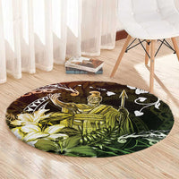 Hawaii King Kamehameha Day Round Carpet Polynesian Pattern Mix Hibiscus Reggae LT05 - Polynesian Pride