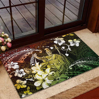 Hawaii King Kamehameha Day Rubber Doormat Polynesian Pattern Mix Hibiscus Reggae LT05 - Polynesian Pride