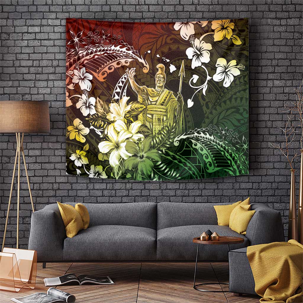 Hawaii King Kamehameha Day Tapestry Polynesian Pattern Mix Hibiscus Reggae LT05 Reggae - Polynesian Pride