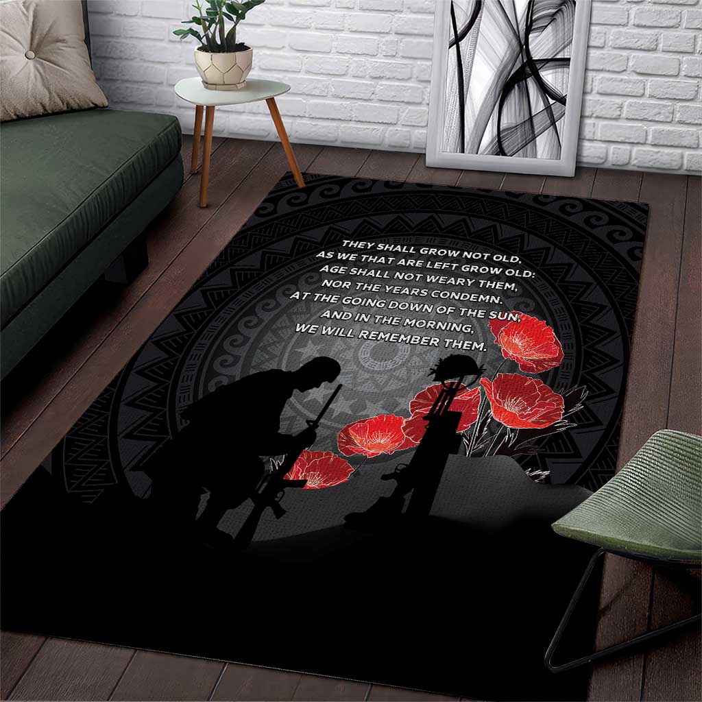 Cook Islands ANZAC Day Area Rug Soldier Silhouette Remembrance LT05 Black - Polynesian Pride