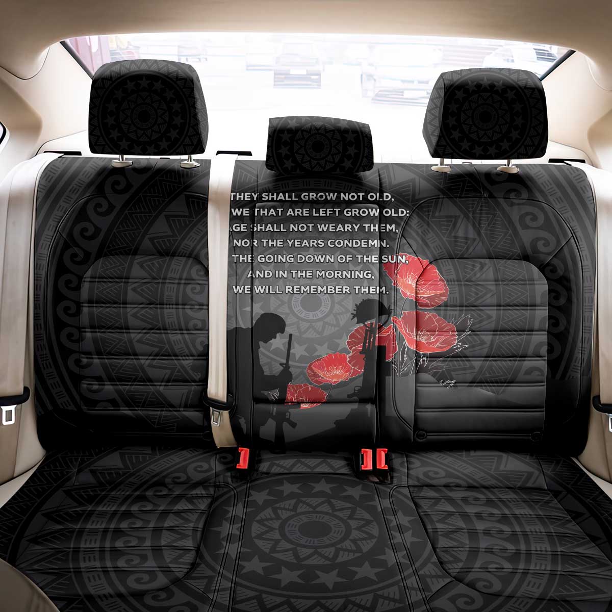 Cook Islands ANZAC Day Back Car Seat Cover Soldier Silhouette Remembrance LT05 - Polynesian Pride