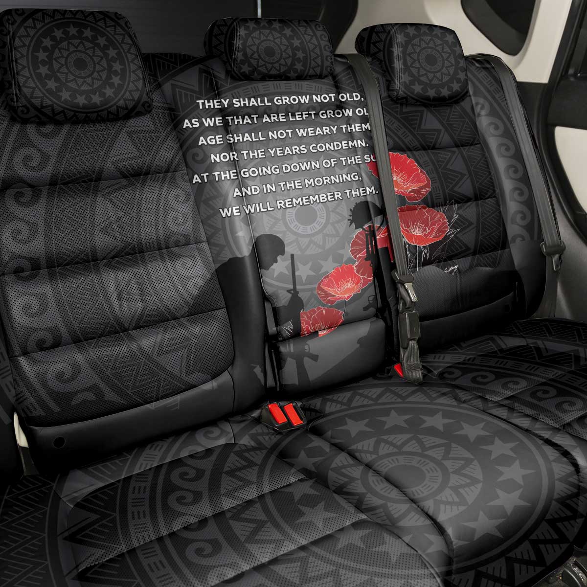 Cook Islands ANZAC Day Back Car Seat Cover Soldier Silhouette Remembrance LT05 - Polynesian Pride