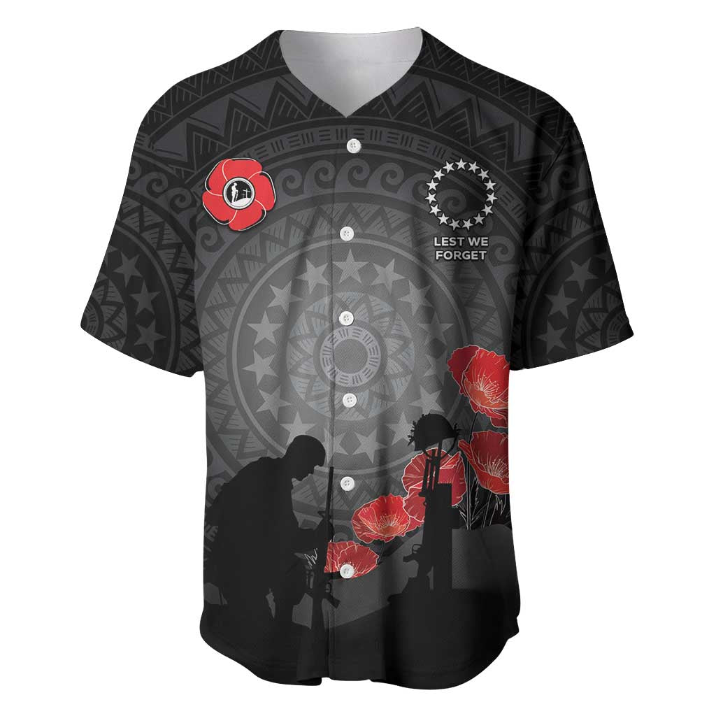 Cook Islands ANZAC Day Baseball Jersey Soldier Silhouette Remembrance