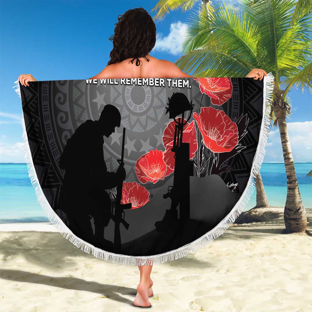 Cook Islands ANZAC Day Beach Blanket Soldier Silhouette Remembrance LT05 - Polynesian Pride