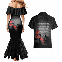 Cook Islands ANZAC Day Couples Matching Mermaid Dress and Hawaiian Shirt Soldier Silhouette Remembrance
