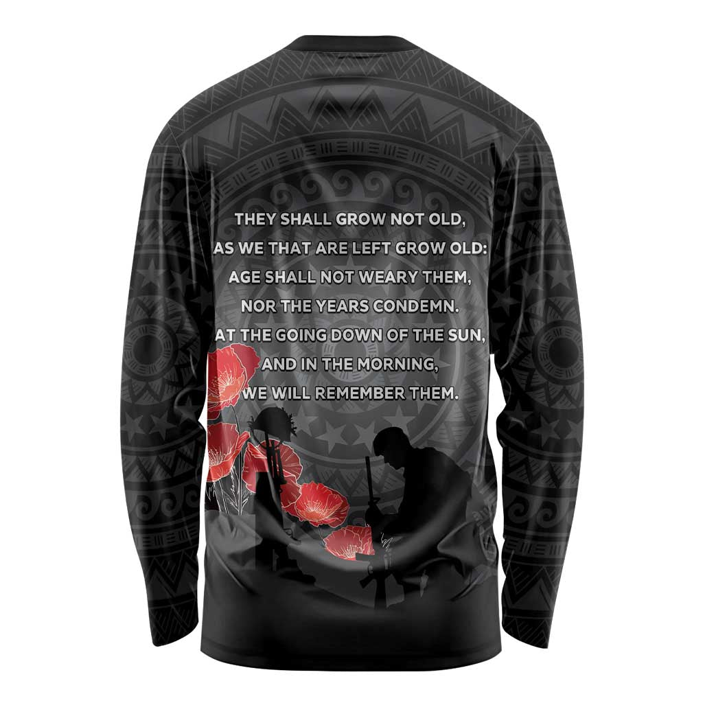 Cook Islands ANZAC Day Long Sleeve Shirt Soldier Silhouette Remembrance LT05 - Polynesian Pride
