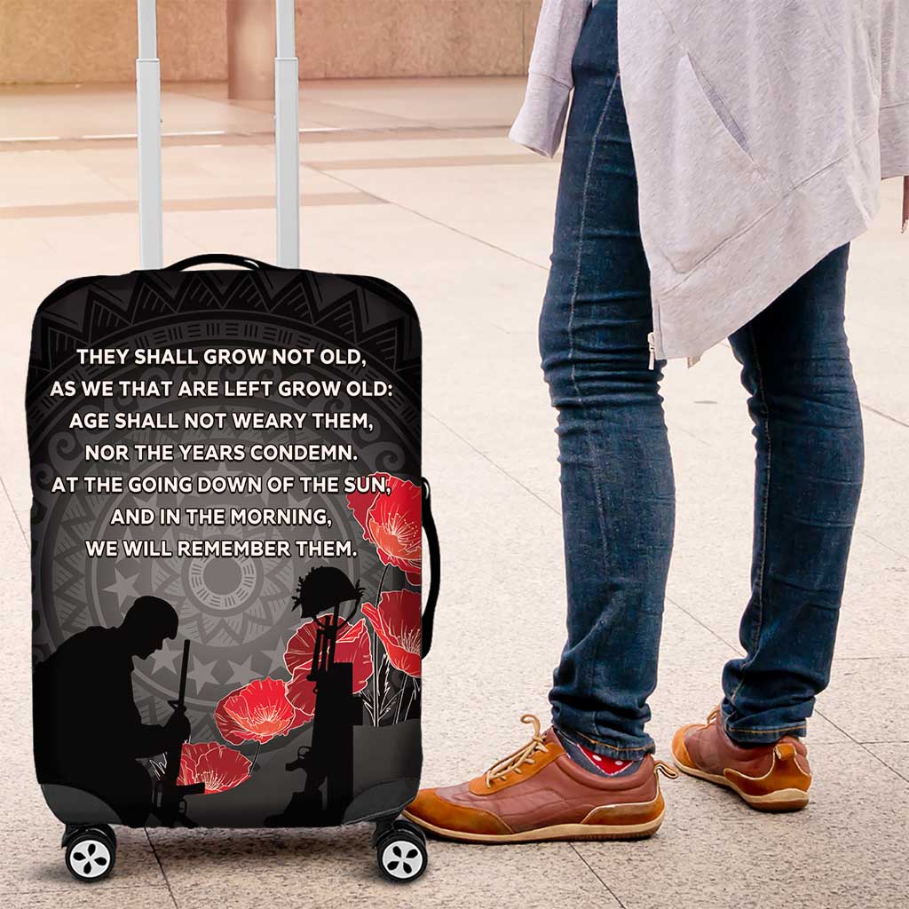Cook Islands ANZAC Day Luggage Cover Soldier Silhouette Remembrance LT05 Black - Polynesian Pride