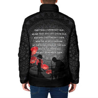 Cook Islands ANZAC Day Padded Jacket Soldier Silhouette Remembrance LT05 - Polynesian Pride
