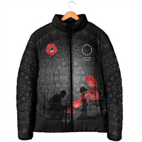 Cook Islands ANZAC Day Padded Jacket Soldier Silhouette Remembrance LT05 - Polynesian Pride