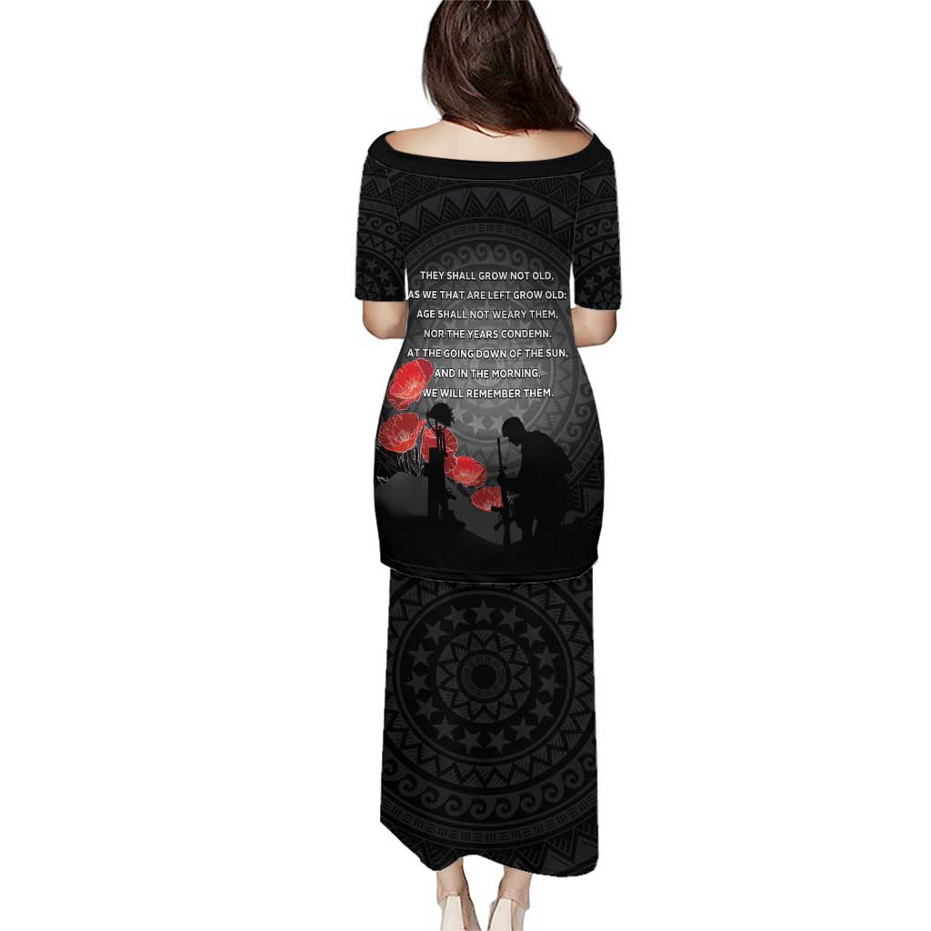 Cook Islands ANZAC Day Puletasi Soldier Silhouette Remembrance LT05 - Polynesian Pride