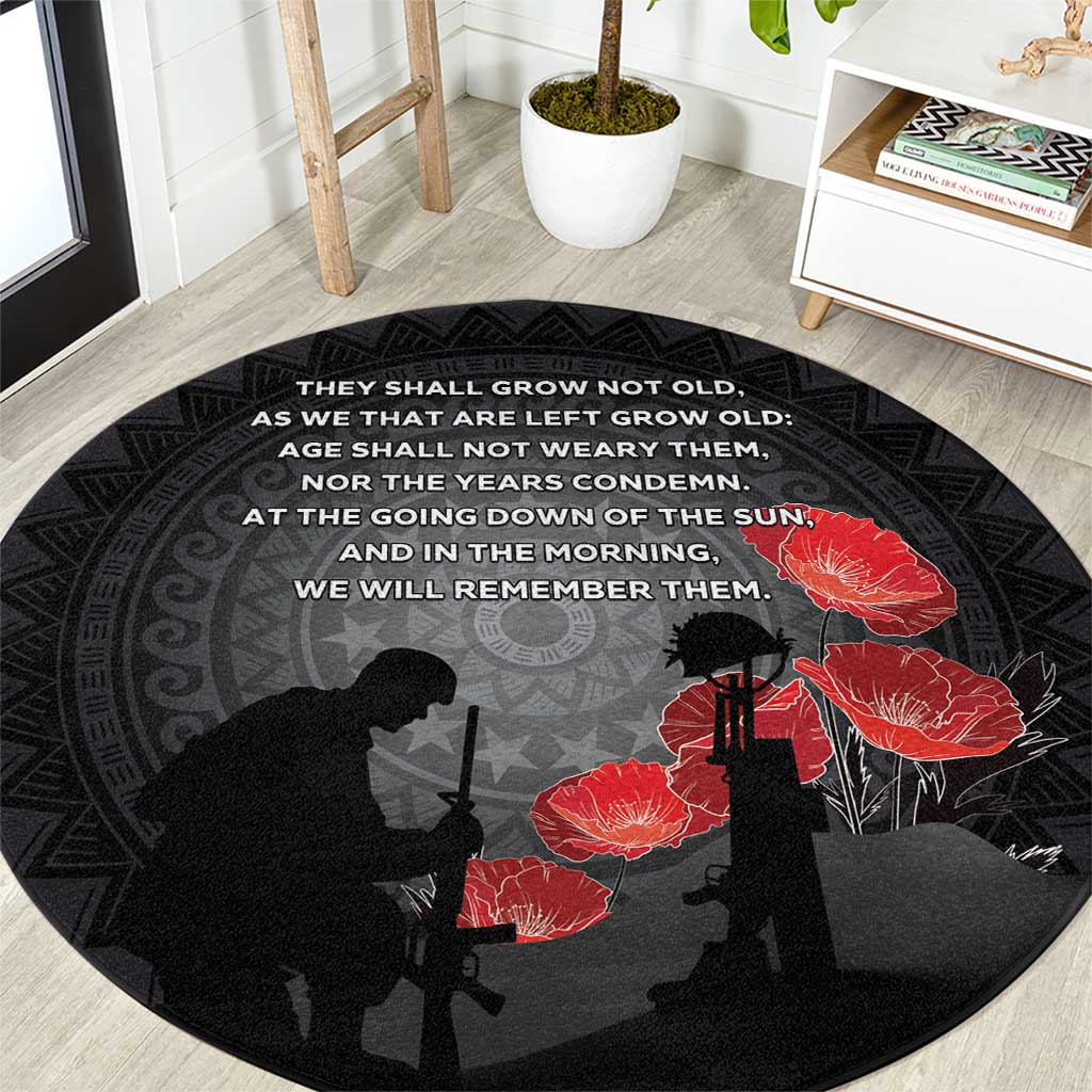 Cook Islands ANZAC Day Round Carpet Soldier Silhouette Remembrance