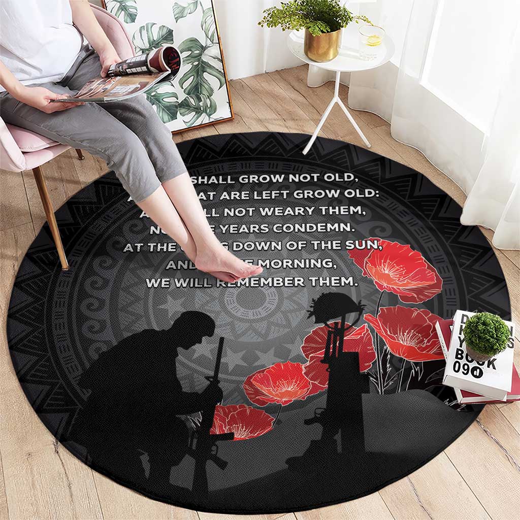 Cook Islands ANZAC Day Round Carpet Soldier Silhouette Remembrance