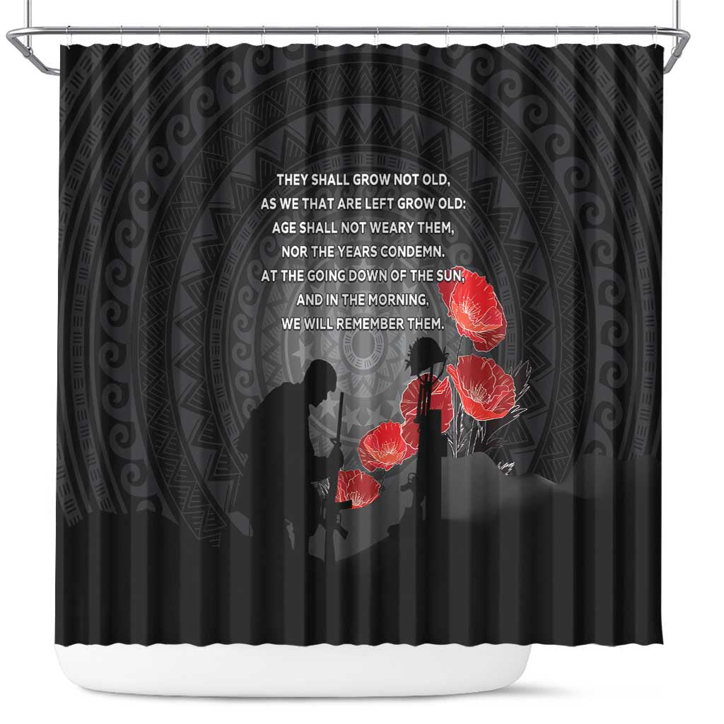 Cook Islands ANZAC Day Shower Curtain Soldier Silhouette Remembrance