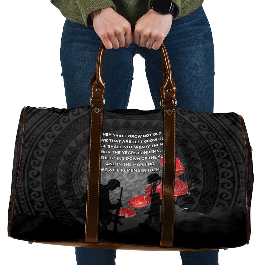 Cook Islands ANZAC Day Travel Bag Soldier Silhouette Remembrance LT05 Black - Polynesian Pride