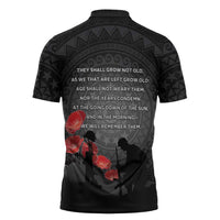 Cook Islands ANZAC Day Zipper Polo Shirt Soldier Silhouette Remembrance LT05 - Polynesian Pride