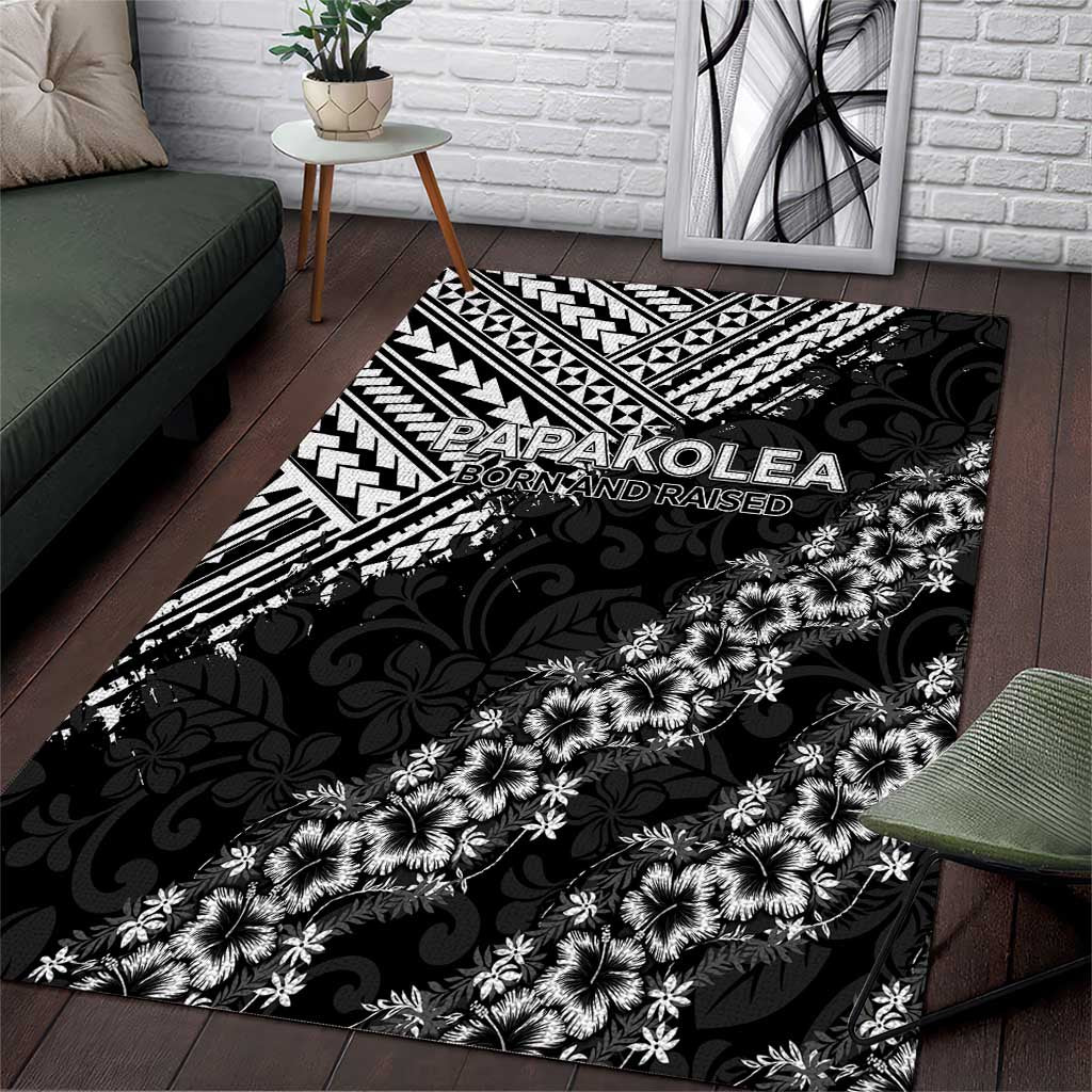 Hawaii Papakolea Born And Raised Area Rug Hawaiian Tribal Pattern LT05 Black - Polynesian Pride