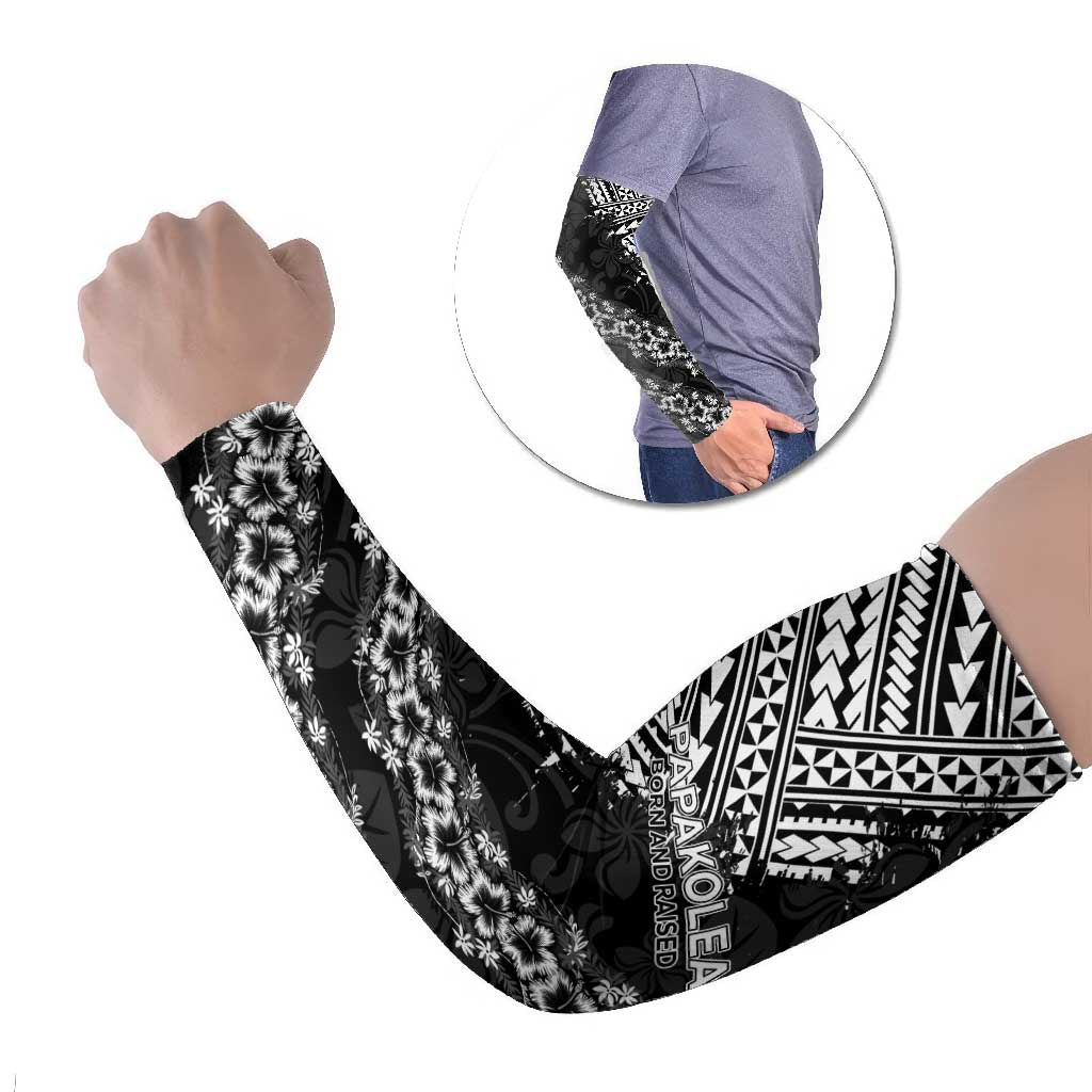 Hawaii Papakolea Born And Raised Arm Sleeves Hawaiian Tribal Pattern LT05 Set of 2 Black - Polynesian Pride