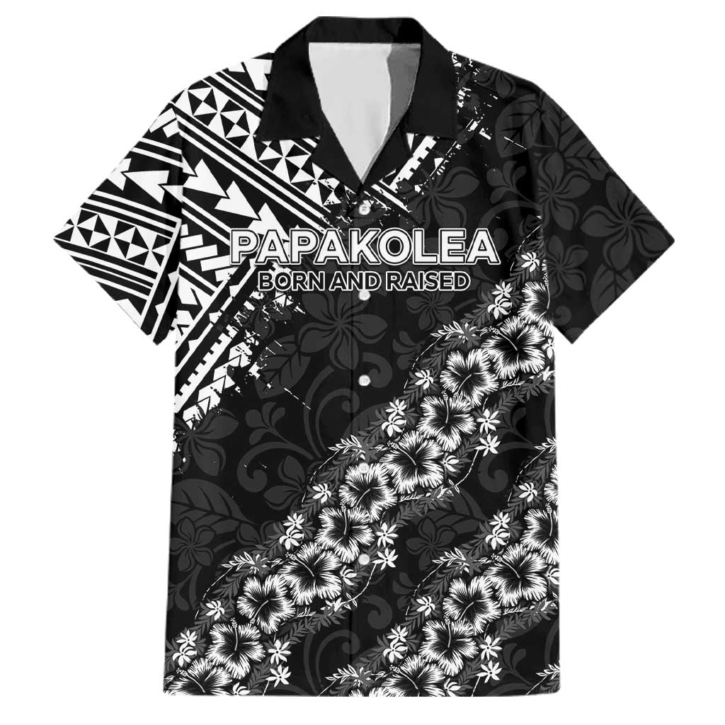 Hawaii Papakolea Born And Raised Family Matching Mermaid Dress and Hawaiian Shirt Hawaiian Tribal Pattern LT05 Dad's Shirt - Short Sleeve Black - Polynesian Pride