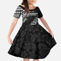 Hawaii Papakolea Born And Raised Family Matching Off Shoulder Short Dress and Hawaiian Shirt Hawaiian Tribal Pattern LT05 Daughter's Dress Black - Polynesian Pride