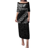Hawaii Papakolea Born And Raised Family Matching Puletasi and Hawaiian Shirt Hawaiian Tribal Pattern LT05 Mom's Dress Black - Polynesian Pride