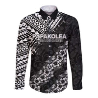 Hawaii Papakolea Born And Raised Long Sleeve Button Shirt Hawaiian Tribal Pattern LT05 Unisex Black - Polynesian Pride