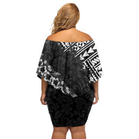 Hawaii Papakolea Born And Raised Off Shoulder Short Dress Hawaiian Tribal Pattern LT05 - Polynesian Pride