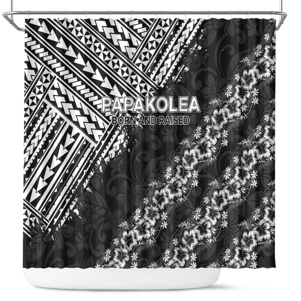 Hawaii Papakolea Born And Raised Shower Curtain Hawaiian Tribal Pattern LT05 Black - Polynesian Pride