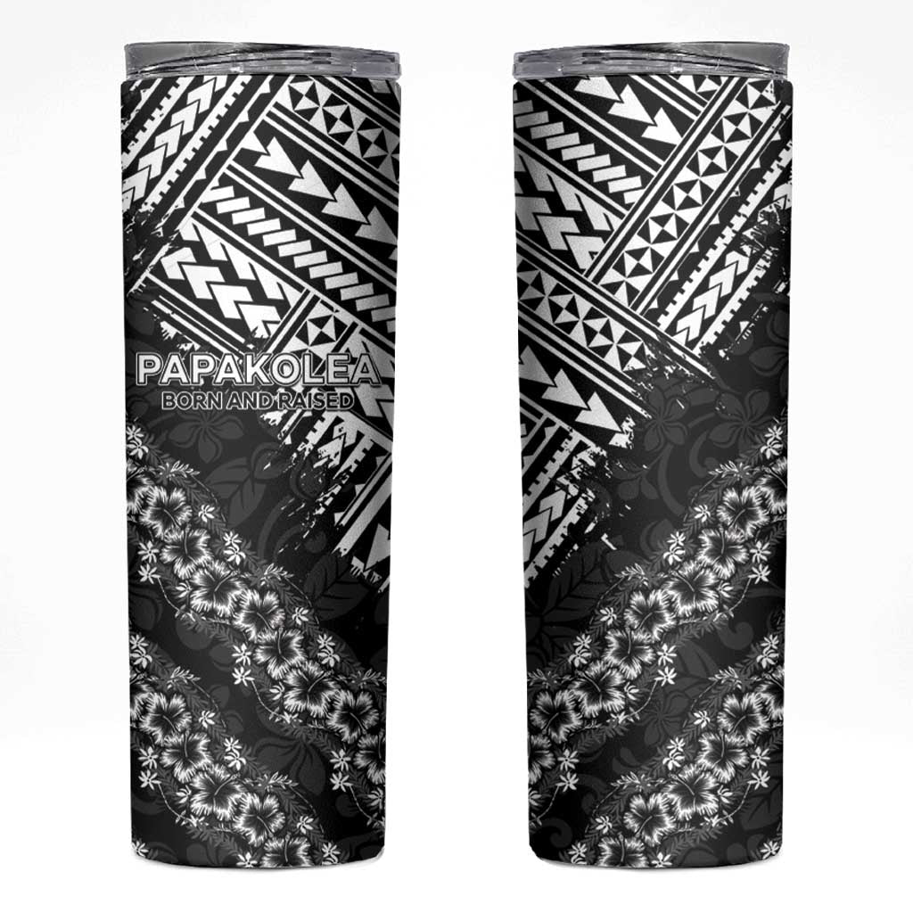 Hawaii Papakolea Born And Raised Skinny Tumbler Hawaiian Tribal Pattern LT05 Black - Polynesian Pride