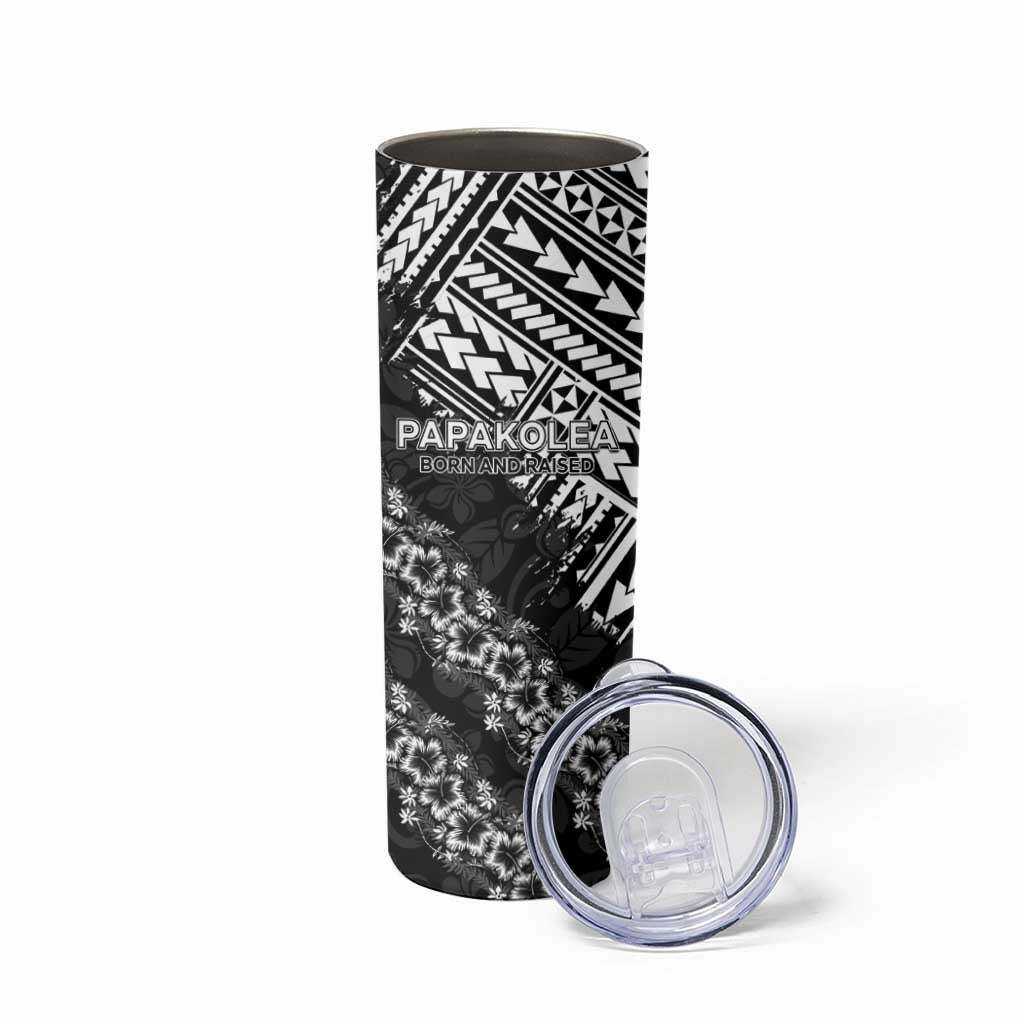 Hawaii Papakolea Born And Raised Skinny Tumbler Hawaiian Tribal Pattern LT05 - Polynesian Pride