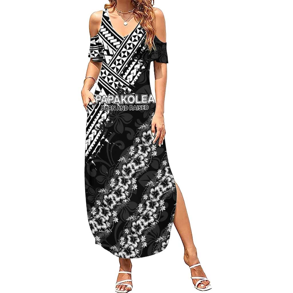 Hawaii Papakolea Born And Raised Summer Maxi Dress Hawaiian Tribal Pattern LT05 Women Black - Polynesian Pride