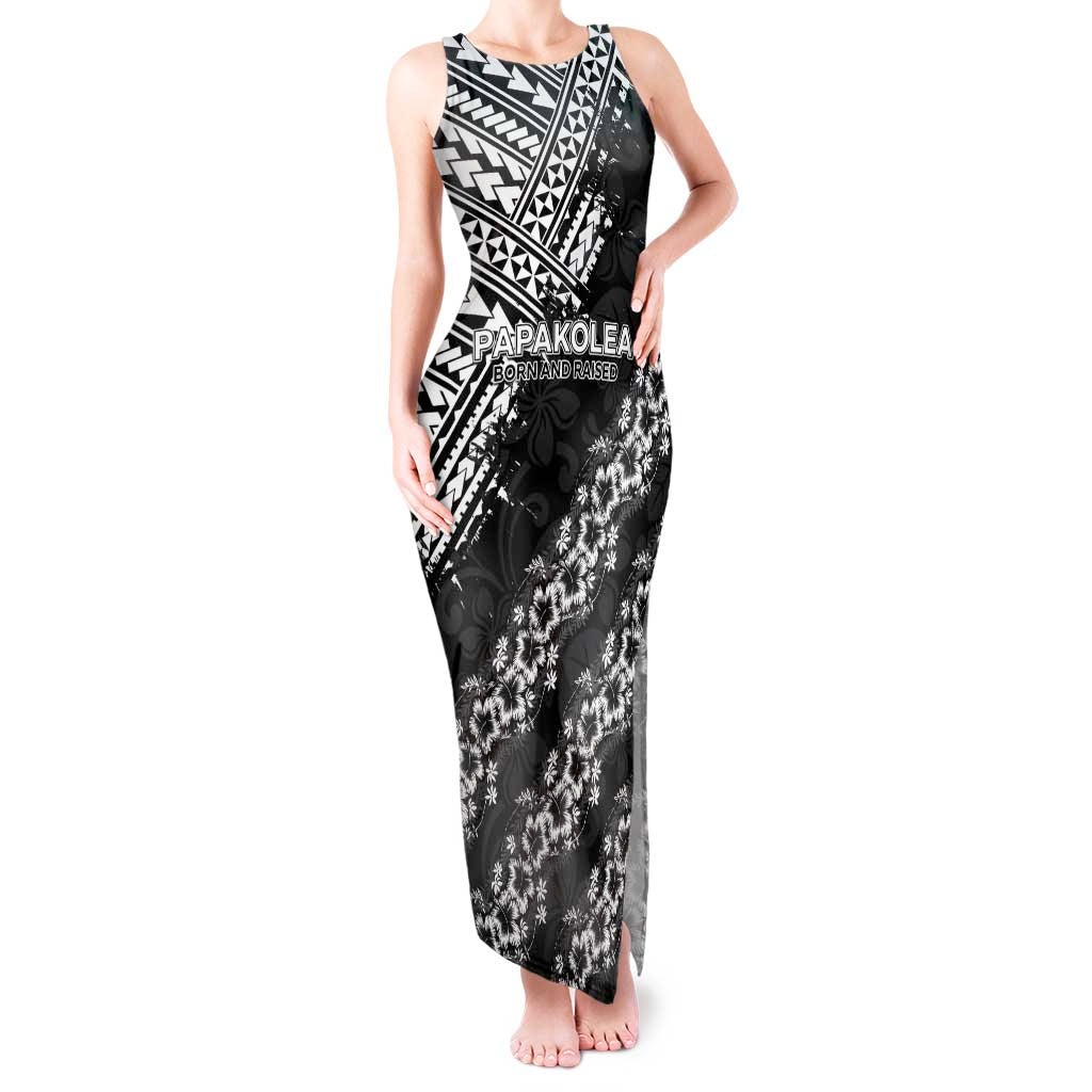 Hawaii Papakolea Born And Raised Tank Maxi Dress Hawaiian Tribal Pattern LT05 Women Black - Polynesian Pride